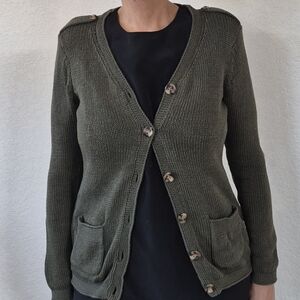 Talbots Cotton Knit Button Up Sweater